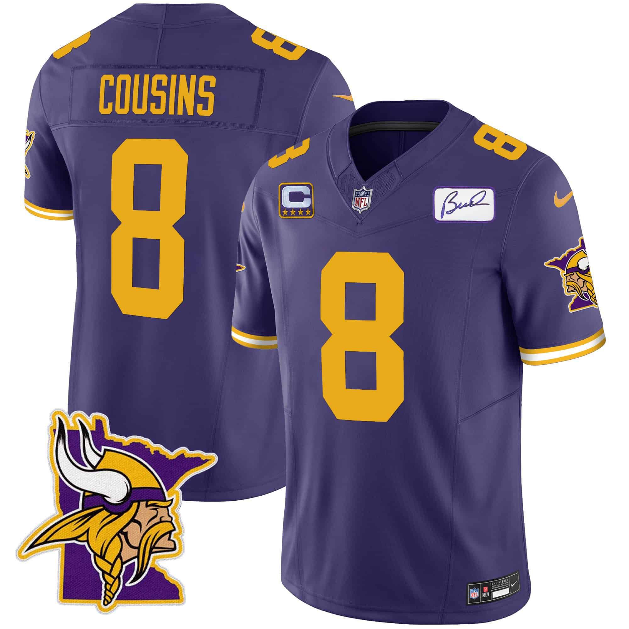 Men Minnesota Vikings #8 Cousins Purple 2024 Nike Patch Classic Limited NFL Jersey style 2->indianapolis colts->NFL Jersey